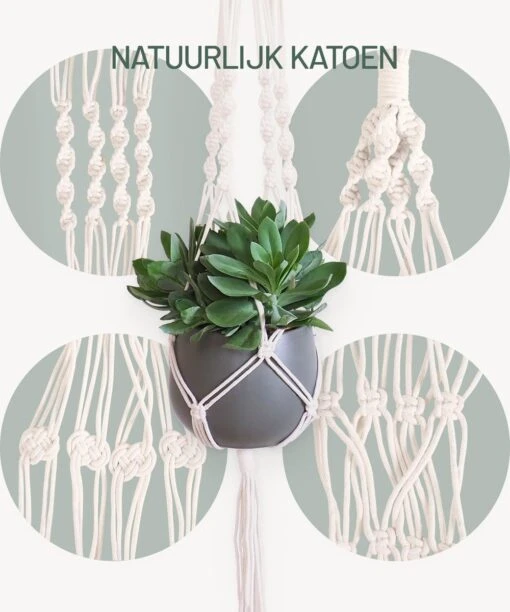 Gadgy Plantenhanger Macramé 3 Stuks - Luxe Gevlochten Touw Katoen - Plantenpot Ophangen - Hangpot -Tuinwerk Verkoop 1000x1200 5