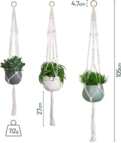 Gadgy Plantenhanger Macramé 3 Stuks - Luxe Gevlochten Touw Katoen - Plantenpot Ophangen - Hangpot -Tuinwerk Verkoop 1021x1200