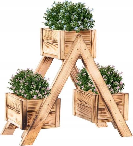 Merkloos Springos Bloembak | Bloembakken Voor Buiten | Plantenladder | 47 X 22 X 42 CM -Tuinwerk Verkoop