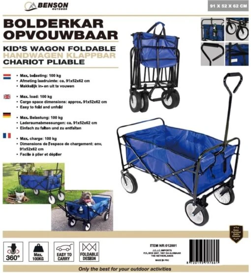 Benson Opvouwbare Bolderkar - 91x52x62 Cm - Max 100 Kg - Blauw -Tuinwerk Verkoop 1103x1200 1