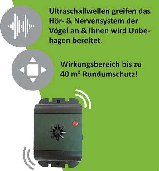 Merkloos Ultrasone Vogelverjager Groen - Vogelverschrikker - Duivenverjager - Dieren Verjager - Werkt Afwerend -Tuinwerk Verkoop