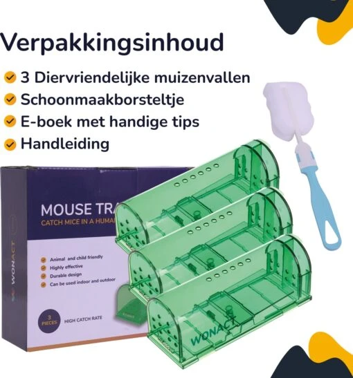 Wonact Muizenval - Diervriendelijke Muizenvallen Voor Binnen En Buiten - 3 Stuks - Verbeterd Model 2023 - Inclusief E-boek Met Vangtips En Schoonmaakborsteltje -Tuinwerk Verkoop 1119x1200 2