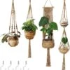 4 Stuks Plantenhangers - Boho Handgeweven Katoen Hangpot Voor Binnen/Buiten - Bloempot Met Kralen - Macramé Touw/Koord Hangplant Houder - Bohemian Wandhanger Decoratie - Verticale Tuin Plant Hanger Bloempothouder Planthanger -Tuinwerk Verkoop 1121x1200 1