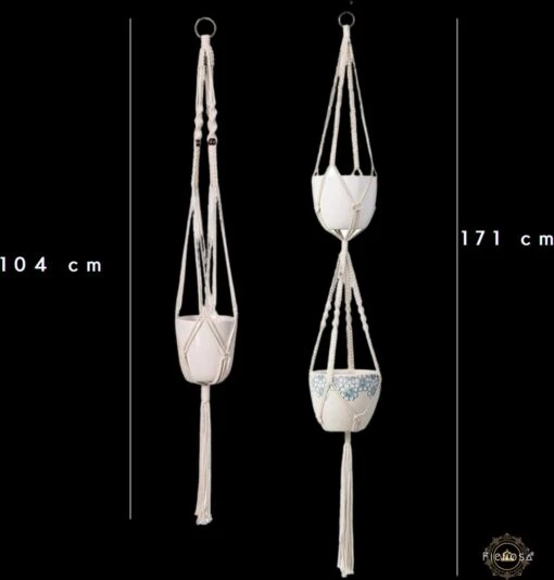 Plantenhanger Macrame Set Van 2 - Plantenhanger Met Ruimte Voor 3 Potten - Luxe Gevlochten Touw 100% Katoen - Duurzaam - Plantenbakken - Bloempotten - Macramé Stijl Hanger Voor Bloempotten - Hangpot - Fienosa -Tuinwerk Verkoop 1146x1200 2