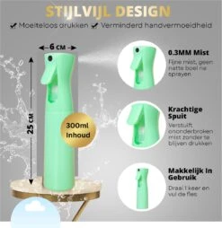 Merkloos BeautyFit - Mist Sprayer Groen - Mist Verstuiver Water- Haarspuit Kapper - Waterspray - Waterverstuiver Haar - Spuitfles Haar - Plantenspuit - 300 Ml -Tuinwerk Verkoop 1166x1200