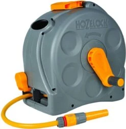 Hozelock Compact Enclosed Reel 2 In 1 - 25 Meter - Slangbox En Muurhaspel In één - Grijs -Tuinwerk Verkoop 1173x1200