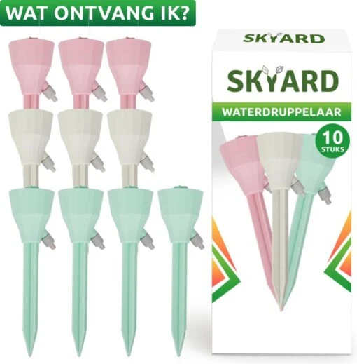 SKYARD® Waterdruppelaar Set Van 10 – Watergeefsysteem Geschikt Binnen (Kamerplanten) En Buiten – Bewateringssysteem Met Instelbare Druppelsnelheid - Irrigatiesysteem - Planten Watergever - Waterbol -Tuinwerk Verkoop