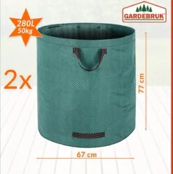 Gardebruk Tuinafvalzak - 2 Stuks 280L – 77x67cm/Opvouwbaar - Groen -Tuinwerk Verkoop 1188x1200 7