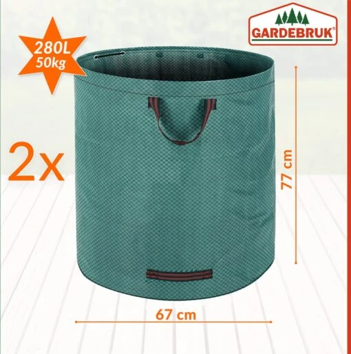 Gardebruk Tuinafvalzak - 2 Stuks 280L – 77x67cm/Opvouwbaar - Groen -Tuinwerk Verkoop 1188x1200 7