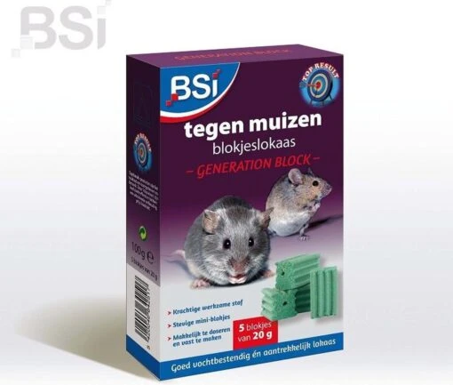 BSI - Generation Block - Tegen Muizen- Ongediertebestrijding - 100 G Lokaas - (5x20g) -Tuinwerk Verkoop