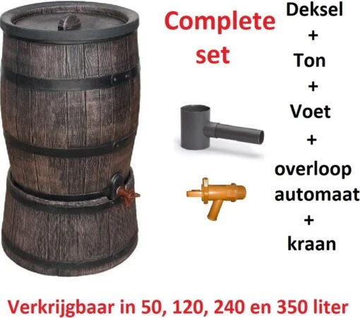 Exellent Regenton Met Voet, Houtlook, 120 Liter, Incl. Regenton Vulautomaat En Kraan -Tuinwerk Verkoop 1200x1060 1