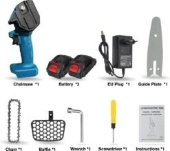 Merkloos Mini Accu Kettingzaag - 4 Inch Elektrische Boomzaag - Handkettingzaag - Met 2 Accu En 1 Oplader - Voor Tuinboom Ranch Bomen Snijden Hout- Blauw -Tuinwerk Verkoop 1200x1062 3