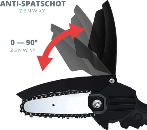 Zenway - Mini Kettingzaag - Snoeizaag - Kettingzaag - Kettingzaag Elektrisch Met 1 Accu- Inclusief Koffer - 1 Extra Accu - Zwart -Tuinwerk Verkoop