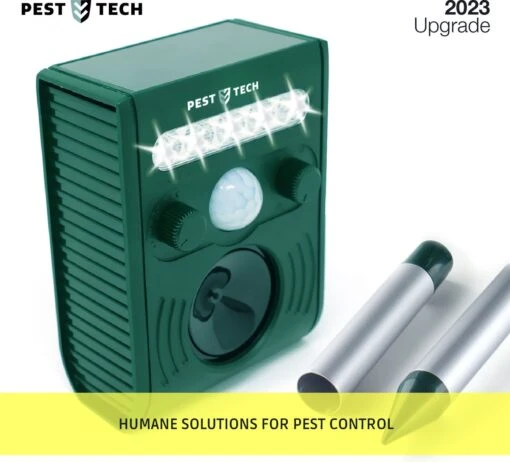 Pest-Tech PT-221 | Ultrasone Kattenverjager Op Zonneenergie | Kattenschrik | Marterverjager | Dierenverjager | Kattenafweermiddel | Ongedierte Verjager - Met USB Oplaadkabel -Tuinwerk Verkoop