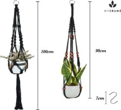 4 Stuks Zwarte Macrame Plantenhangers - Boho Handgeweven Katoen Hangpot Voor Binnen/Buiten - Hangende Bloempot Met Kralen - Macramé Touw/Koord Hangplant Houder - Bohemian Wandhanger Decoratie - Plant Hanger - Verticale Tuin Bloempothouder Planthanger -Tuinwerk Verkoop 1200x1093