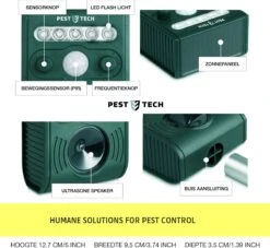 Pest-Tech PT-221 | Ultrasone Kattenverjager Op Zonneenergie | Kattenschrik | Marterverjager | Dierenverjager | Kattenafweermiddel | Ongedierte Verjager - Met USB Oplaadkabel -Tuinwerk Verkoop 1200x1104 5