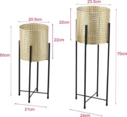 Bloempot Op Standaard Mol Set Van 2 Zwart En Goud -Tuinwerk Verkoop 1200x1114 1