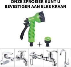 Merkloos Tuinslang - Tuinslag Flexibel - Tuinslag Flexibel 15M -15 Meter - Tuinslangen - Uitrekbaar - Met Koppelstuk - 7 In 1 Sproeikop -Tuinwerk Verkoop 1200x1143 1