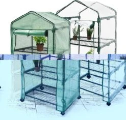 Relaxdays Kas Met Wielen - Tuinkas 3 Etages - Broeikas Kweekkas Tuin / Balkon 130 Cm Hoog - PE -Tuinwerk Verkoop 1200x1146 6