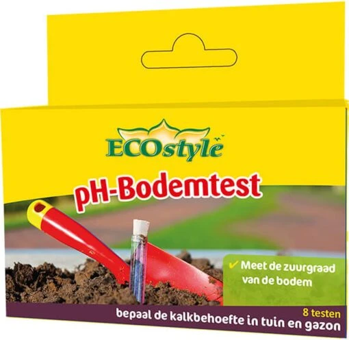 ECOstyle PH Bodemtest - Zuurtegraad Meter Voor Grond - Bepaal Kalk Behoefte Voor Tuin En Gazon - 8 Testen -Tuinwerk Verkoop