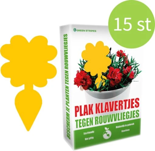 Plak Klavertjes Tegen Rouwvliegjes 15 Stuks - Rouwvliegjes Bestrijden - Varenrouwmug - Plakstrips - Vangkaarten - Vangplaten - Insectenval - Insectenvanger -Tuinwerk Verkoop 1200x1172 3