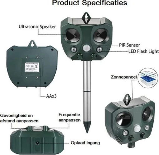 Merkloos Ultrasone Kattenverjager - Kattenschrik - Zonneenergie - Marterverjager - Op Batterijen - Met Adapter - Katten Afweermiddel - Tuin - Ongedierte Verjager -Tuinwerk Verkoop 1200x1175 7