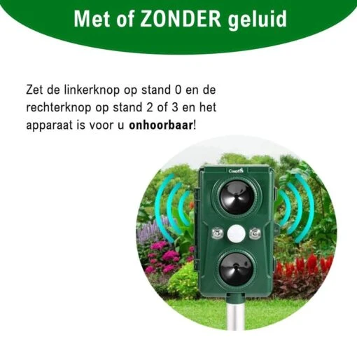 Cosas & Más - Ultrasone Kattenverjager - Marterverjager - Kattenschrik - Vogelverschrikker - Flashlight - Zonne Energie - Met USB Kabel -Tuinwerk Verkoop 1200x1178 9