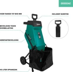 VONROC Hakselaar/Shredder 2500W – Voor Takken Tot Ø45mm – Incl. 45L Opvangzak & Duwstok -Tuinwerk Verkoop 1200x1179 6