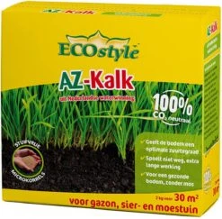 ECOstyle AZ Kalk Micro Korrel – Voor Gazon, Sier- En Moestuin - Corrigeert Zuurgraad Direct En Langdurig - Werkt Tegen Mos - CO2-Neutraal – 265 M² - 20 KG -Tuinwerk Verkoop 1200x1181 1