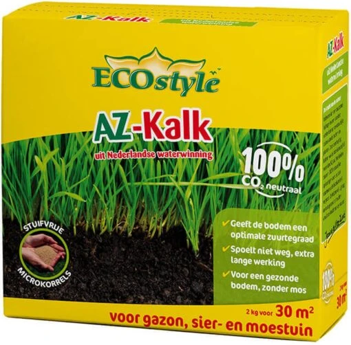 ECOstyle AZ Kalk Micro Korrel – Voor Gazon, Sier- En Moestuin - Corrigeert Zuurgraad Direct En Langdurig - Werkt Tegen Mos - CO2-Neutraal – 265 M² - 20 KG -Tuinwerk Verkoop 1200x1181 1