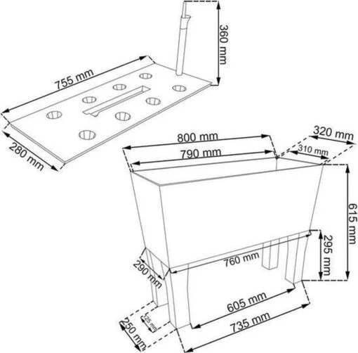 Prosperplast Kunststof Rato Plantenbak Op Poten Met Irrigatiesysteem Antraciet 80 X 33 X 62 Cm - 72 Liter - Balkonbakken/bloembakken -Tuinwerk Verkoop 1200x1182 1