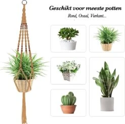 4 Stuks Luxe Jute Plantenhangers - Boho Handgeweven Katoen Hangpot Voor Binnen/Buiten - Hangende Bloempot Met Kralen - Macramé Touw/Koord Hangplant Houder - Bohemian Wandhanger Decoratie - Plant Hanger - Verticale Tuin Bloempothouder Planthanger -Tuinwerk Verkoop 1200x1184 1