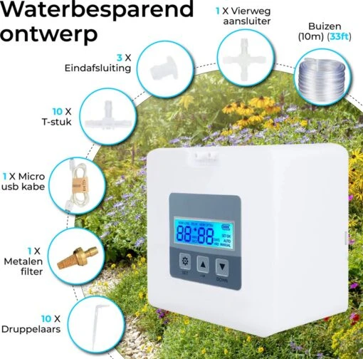 Automatisch Bewateringssysteem Voor Kamerplanten Met Pomp – Waterdruppelaar – Watergeefsysteem– Planten Watergever -Tuinwerk Verkoop 1200x1186 1