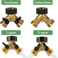 Y Stuk Kraan - Kraan Splitter - Waterverdeler - Buitenkraan - Waterverdeler 2 Weg – Messing - Afzonderlijk Af Te Sluiten -Tuinwerk Verkoop 1200x1193 1