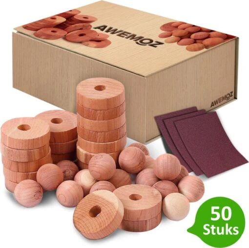 AWEMOZ Mottenballen 40 Stuks + 10 Stuks Schuurpapier - Cederhout Tegen Motten - Motten Bestrijden - Mottenval -Tuinwerk Verkoop 1200x1195 12