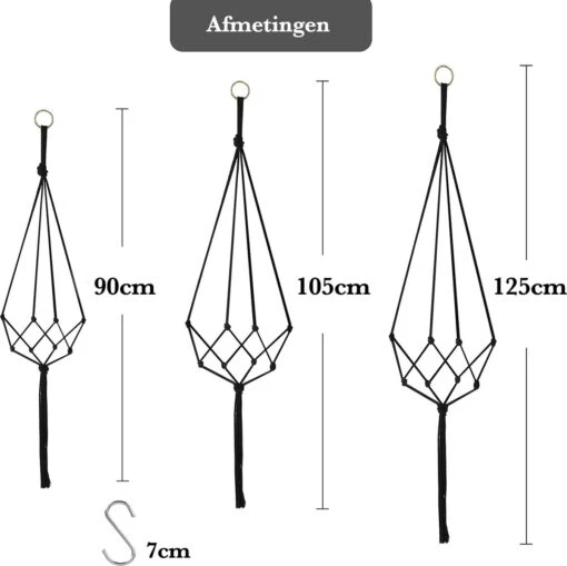 9 Stuks Zwart Macrame Plantenhangers - Boho Handgeweven Katoen Hangpot Voor Binnen/Buiten - Hangende Bloempot Met Kralen - Macramé Touw/Koord Hangplant Houder - Bohemian Wandhanger Decoratie - Plant Hanger - Verticale Tuin Bloempothouder Planthanger -Tuinwerk Verkoop 1200x1198 13