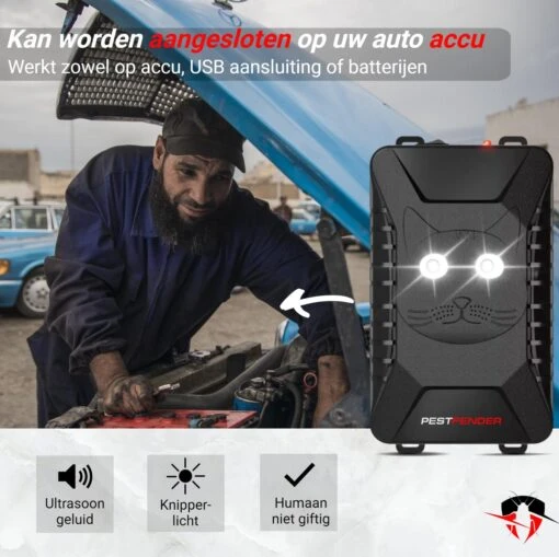 PestFender Marterverjager - Ongedierteverjager - Muizenverjager & Rattenverjager - Ultrasone & Flitsen - Werkt Op Autoaccu, Batterijen Of Netstroom - Voor Binnen, Buiten En Auto - Marter Verjager - Steenmarter -Tuinwerk Verkoop 1200x1198 26