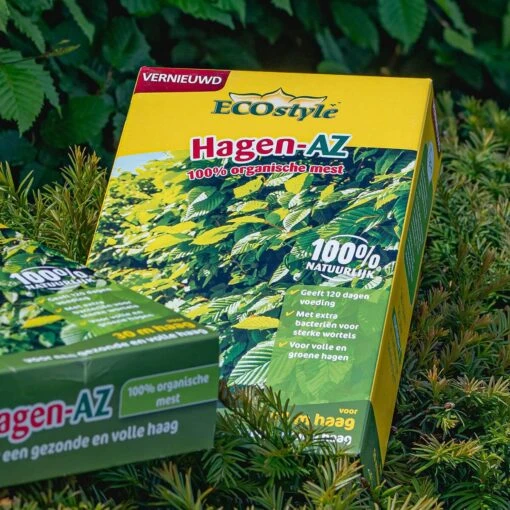 ECOstyle Hagen-AZ Organische Tuinmest - Voor Gezond Bodemleven - Remt Uitval Van Bladeren - 120 Dagen Voeding - Voor 50m Haag - 2,75 KG -Tuinwerk Verkoop 1200x1200 100