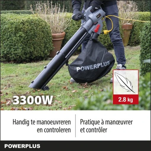 Powerplus POWEG9013 Elektrische Bladblazer - Bladzuiger En -versnipperaar - 3300W - Blazen - Zuigen - Versnipperen - Incl. 40L Opvangzak -Tuinwerk Verkoop 1200x1200 1077