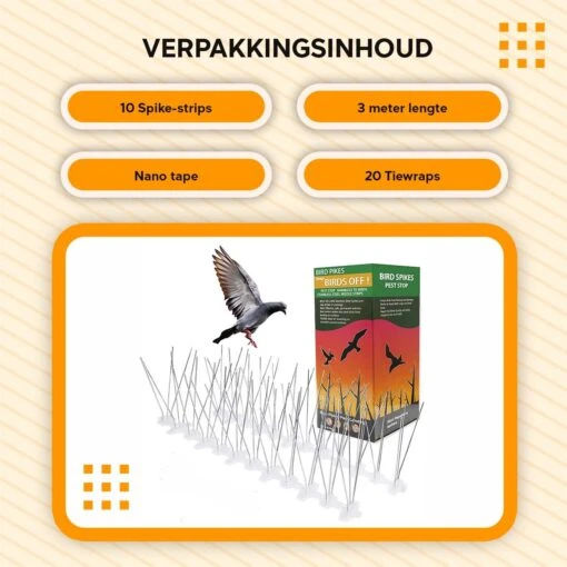 TIOF Duivenpinnen Incl. Tape & Tiewraps – Gebruiksklare Vogelpinnen – 3 Meter – Duivenverjager – RVS -Tuinwerk Verkoop 1200x1200 1145