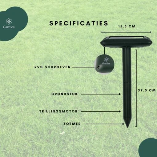 Gardies 2 Stuks Ultrasone Mollenverjager - Oplaadbare Batterijen & Zonne-Energie - Waterdichte Mollenbestrijding - 100% Diervriendelijk -Tuinwerk Verkoop 1200x1200 1154