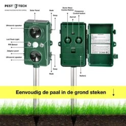 Pest-Tech | Supersonisch Flash Kattenverjager | Met Smart-Modus | Groter Bereik | Betere Frequenties |Kattenschrik | Werkt Op Zonne-energie M/ USB Oplaadkabel -Tuinwerk Verkoop 1200x1200 1312