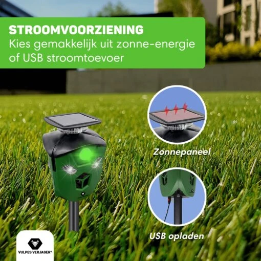 Vulpes Verjager® Ultrasone Kattenverjager Op Zonneenergie - Kattenschrik - Marterverjager - Waterdicht, 360° Bescherming & 20m Bereik - Afweermiddel Voor Vogels, Katten, Muizen Etc. -Tuinwerk Verkoop 1200x1200 1322