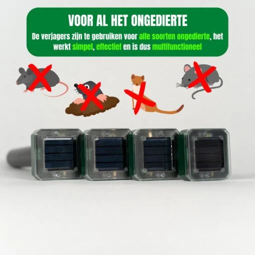 Jork - Mollenverjager - Mollenverjager Op Zonne Energie - Mollenbestrijding - Muizenverjager - Muizenval Diervriendelijke - 4 Stuks - Diervriendelijk - Zonne Energie - Waterdicht - V2 - 2023 Model -Tuinwerk Verkoop 1200x1200 1365