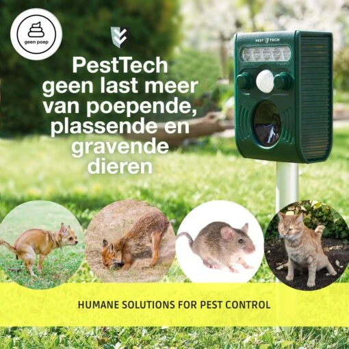 Pest-Tech PT-221 | Ultrasone Kattenverjager Op Zonneenergie | Kattenschrik | Marterverjager | Dierenverjager | Kattenafweermiddel | Ongedierte Verjager - Met USB Oplaadkabel -Tuinwerk Verkoop 1200x1200 1370