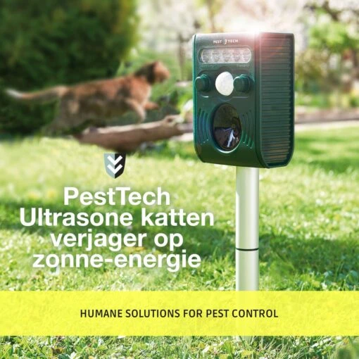 Pest-Tech PT-221 | Ultrasone Kattenverjager Op Zonneenergie | Kattenschrik | Marterverjager | Dierenverjager | Kattenafweermiddel | Ongedierte Verjager - Met USB Oplaadkabel -Tuinwerk Verkoop 1200x1200 1372