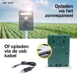 Pest-Tech PT-221 | Ultrasone Kattenverjager Op Zonneenergie | Kattenschrik | Marterverjager | Dierenverjager | Kattenafweermiddel | Ongedierte Verjager - Met USB Oplaadkabel -Tuinwerk Verkoop 1200x1200 1373