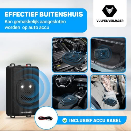 Vulpes Verjager® Marterverjager - Ongedierteverjager - Multifunctionele Set Binnen & Buiten - Batterijen, 12V & Auto Accu - Marters, Muizen & Ratten - Steenmarter Verjager PRO - Incl. E-Book -Tuinwerk Verkoop 1200x1200 1532