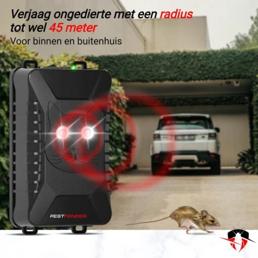 PestFender Marterverjager - Ongedierteverjager - Muizenverjager & Rattenverjager - Ultrasone & Flitsen - Werkt Op Autoaccu, Batterijen Of Netstroom - Voor Binnen, Buiten En Auto - Marter Verjager - Steenmarter -Tuinwerk Verkoop 1200x1200 1596