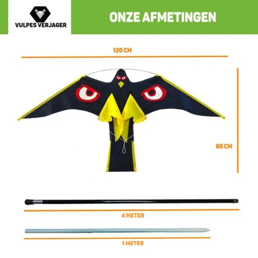 Vulpes Verjager® Vogelverjager - Duivenverjager - Vogelverschrikker - Reigerverschrikker - Kite Hawk - Complete Set - Pro Versie -Tuinwerk Verkoop 1200x1200 1617